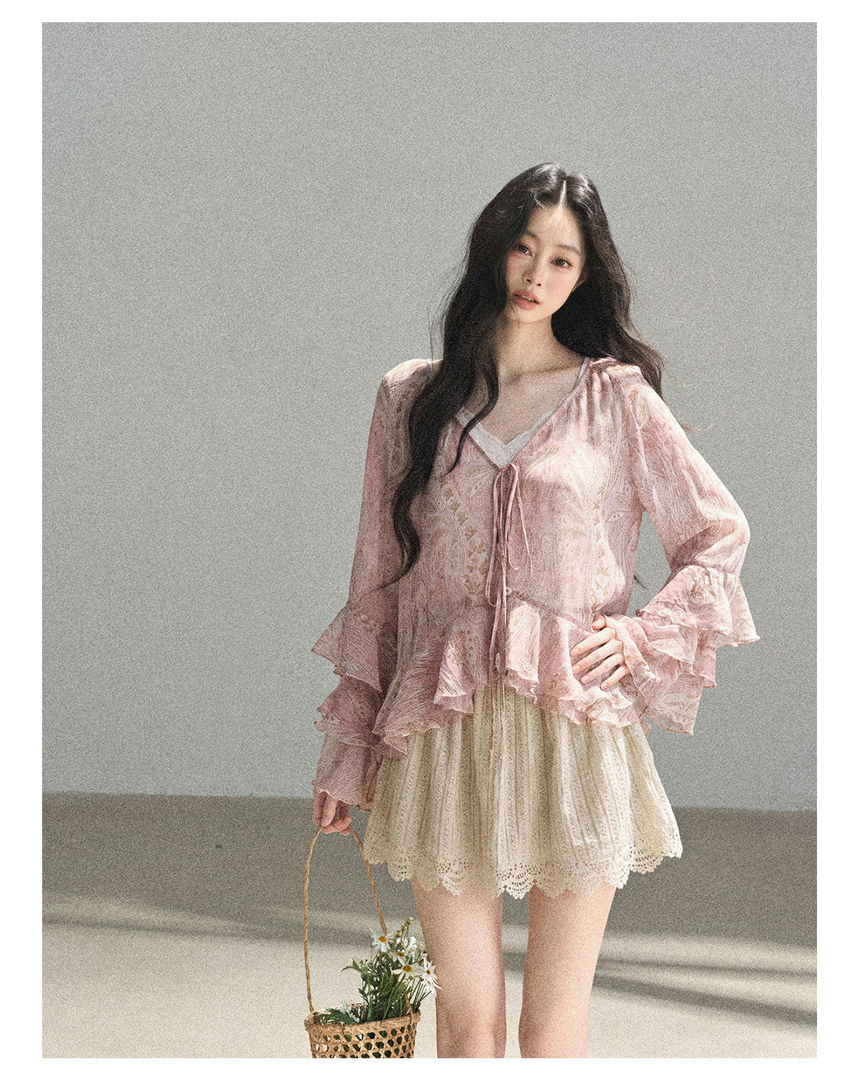 170726 "A Place Where Softness Rests" Lotus Mauve Ruffle Tie-Front Cover-Up Cardigan