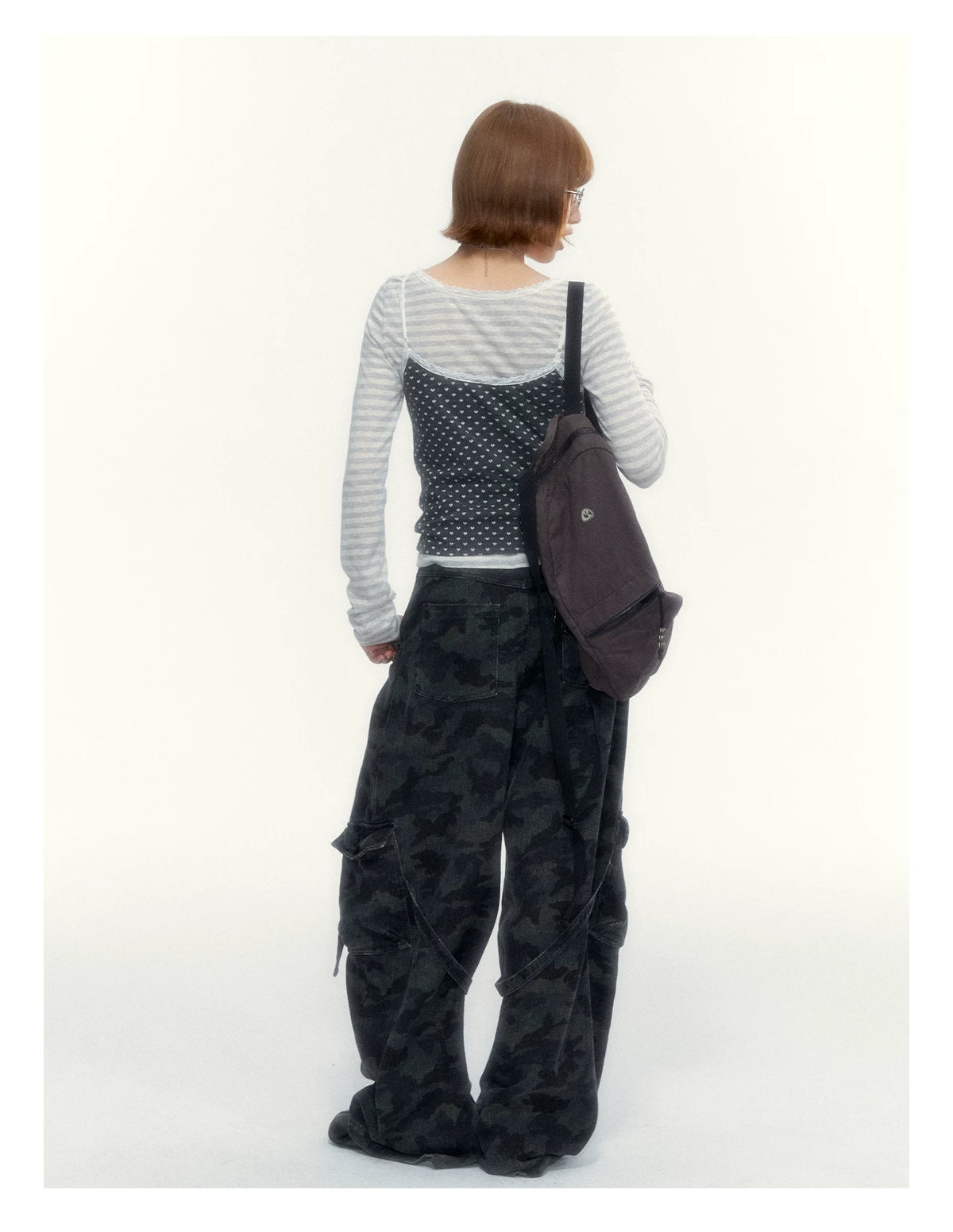 Camouflage Washed Wide-Leg Utility Pants