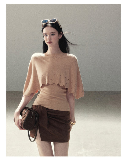 170726 "Stardust in the Air" Cinnamon Pink Cape Sweater & Cami Set