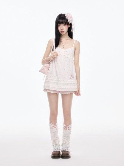 “Melody Blush Garden” Pink Knit Cardigan & Floral Cami Set