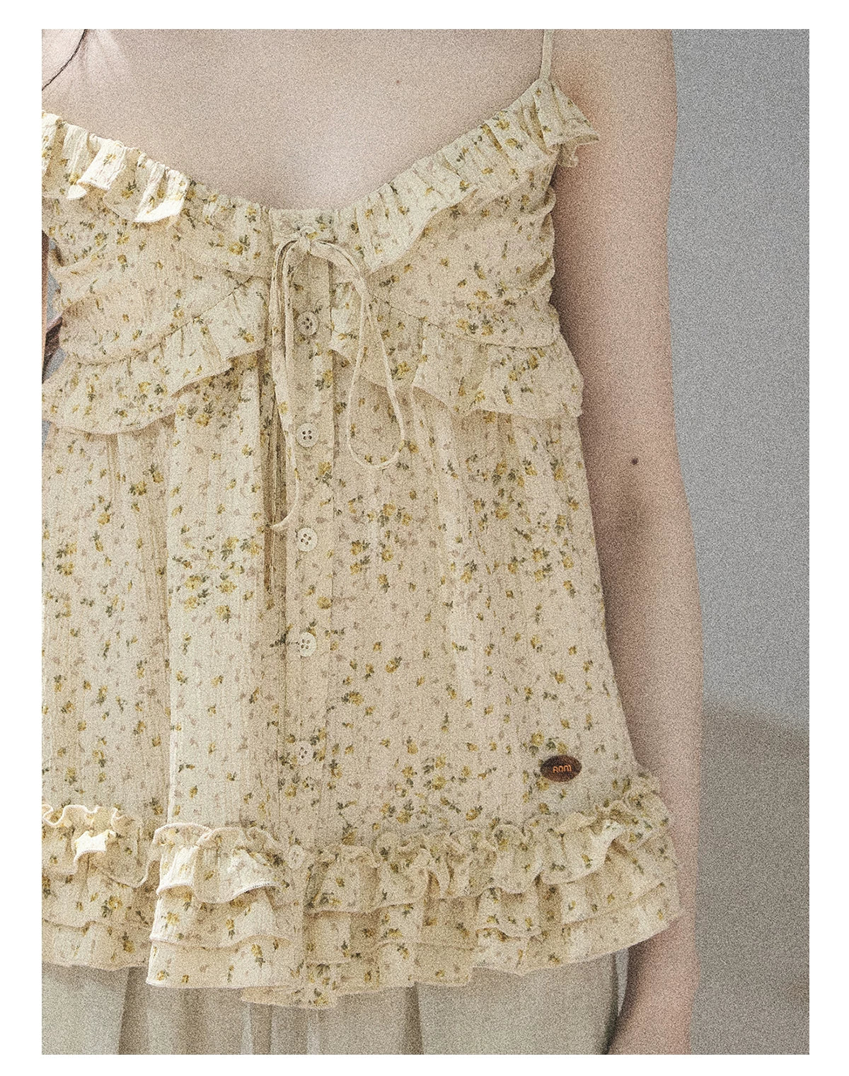 "Her Little Daisy" Milkshake Yellow Floral Ruffle Cami Top