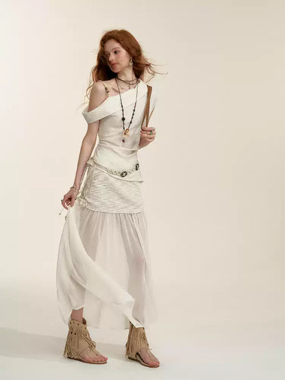 White Asymmetrical One-Shoulder Top