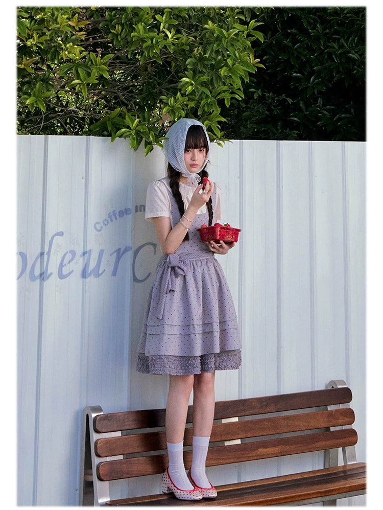 Vintage Japanese-Style Detachable 2-Way Pinafore Dress & Blouse Set