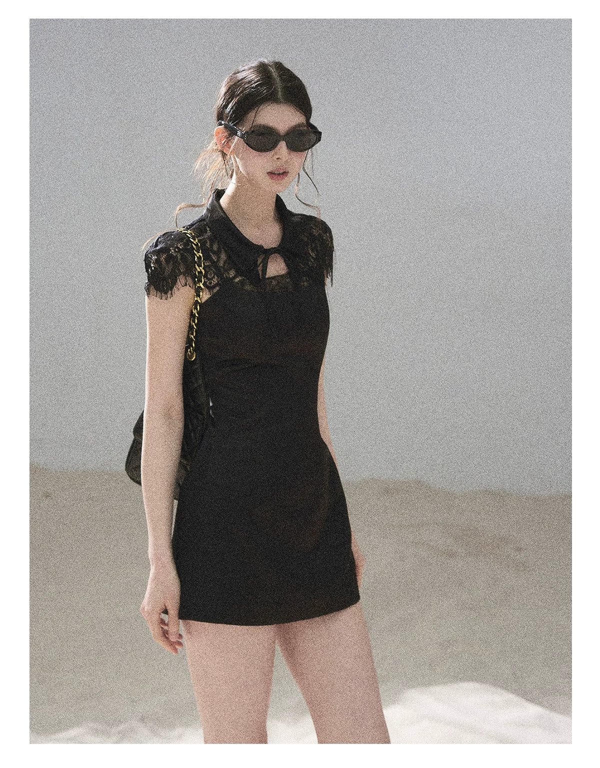 "Moonlit Rose Sonata" Tranquil Black Lace Mini Dress & Cape Set