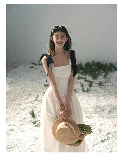 "Whispered Spring Midnight" Gardenia White Maxi Sundress 84545