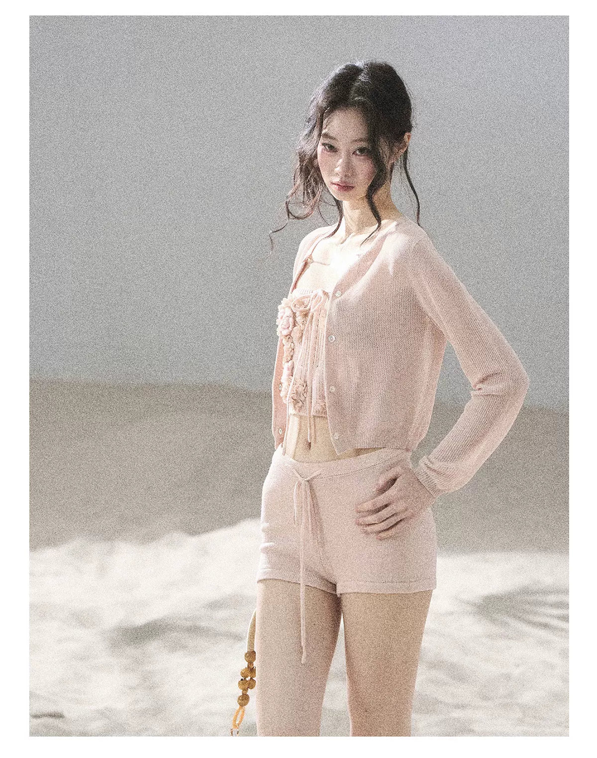 "Forest After Rain" Dusty Rose 3-Piece Cardigan & Shorts Set 45236485
