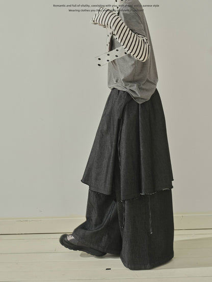 "Archive Fade" Dark Indigo Layered Wide Leg Jeans