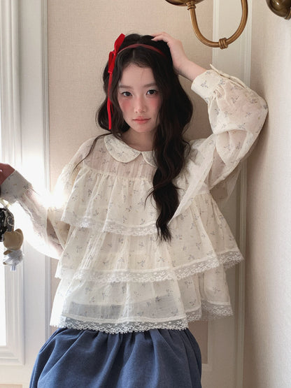 [RF] “Vanilla Blossom Reverie” Lace Blouse (Pink / White)