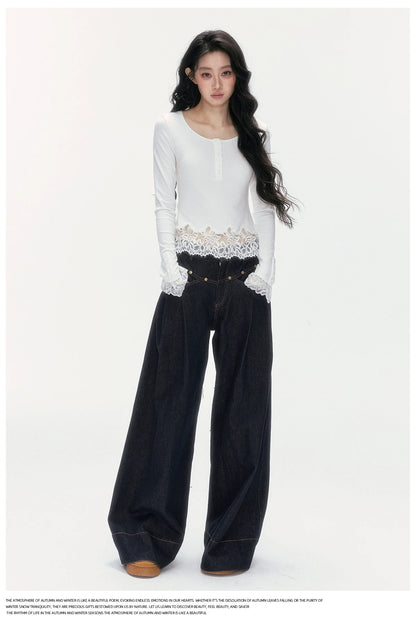 24olvides - Low-Rise Flare Jeans with Vintage Stud Details