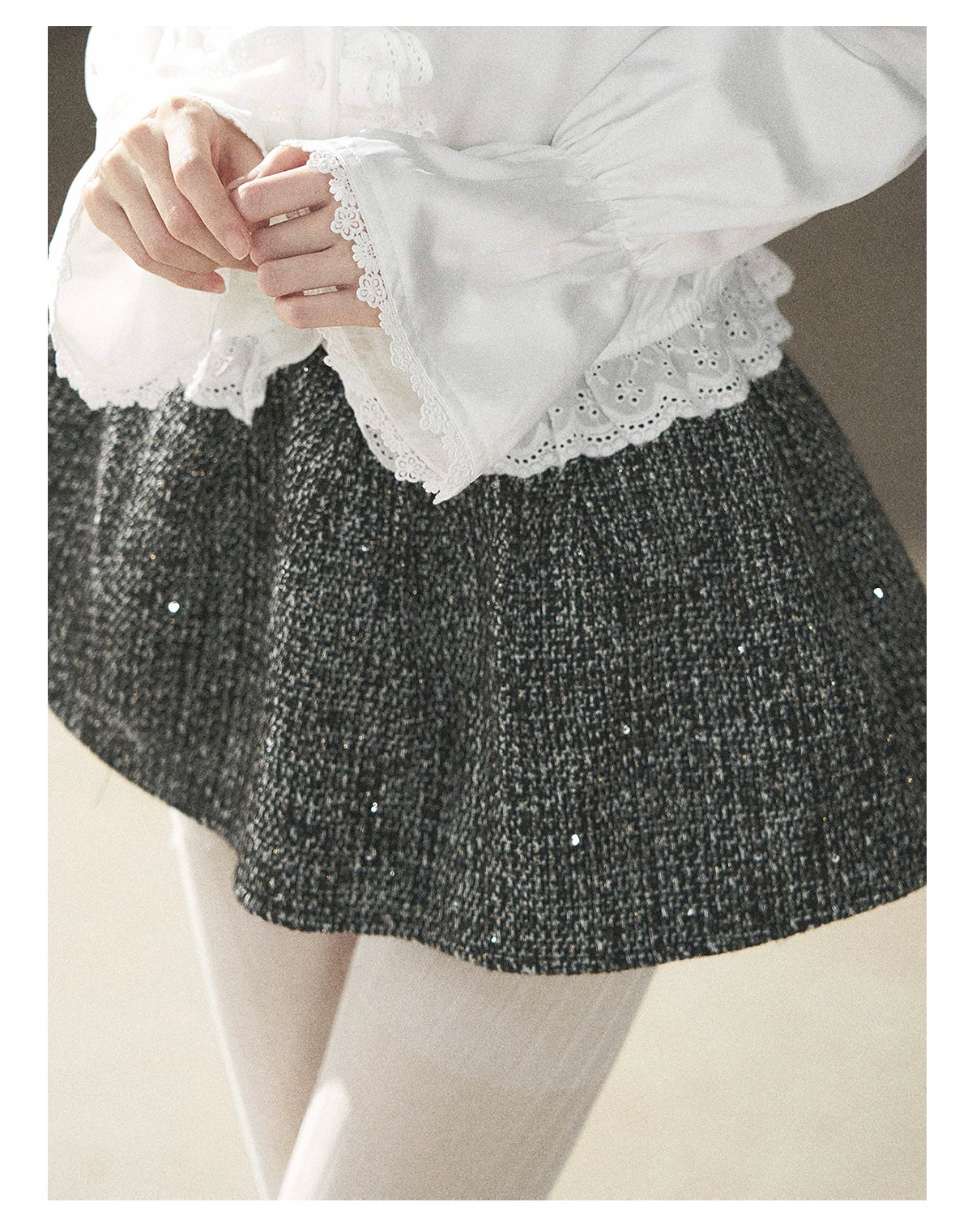 AOMALM - "Bluebells in Bloom" Pearl White Lace Blouse