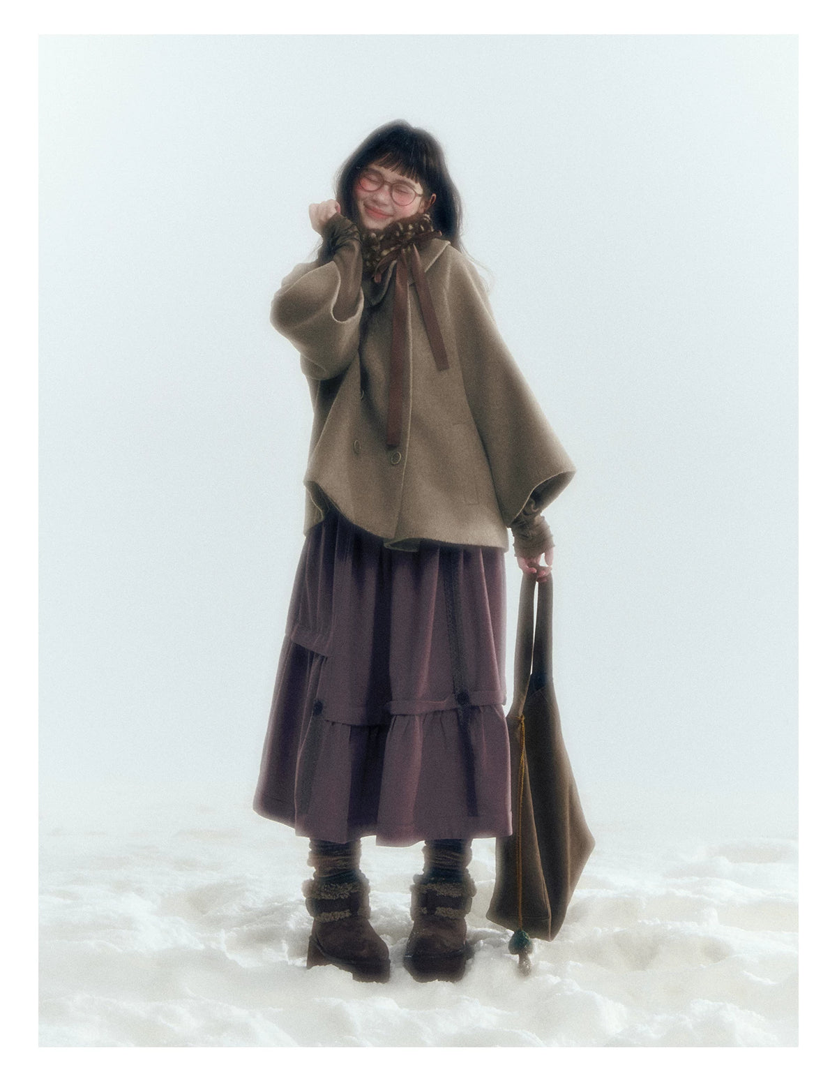 Horridale - Asymmetric Peter Pan Collar Wool-Blend Cape Coat – Oatmeal Beige