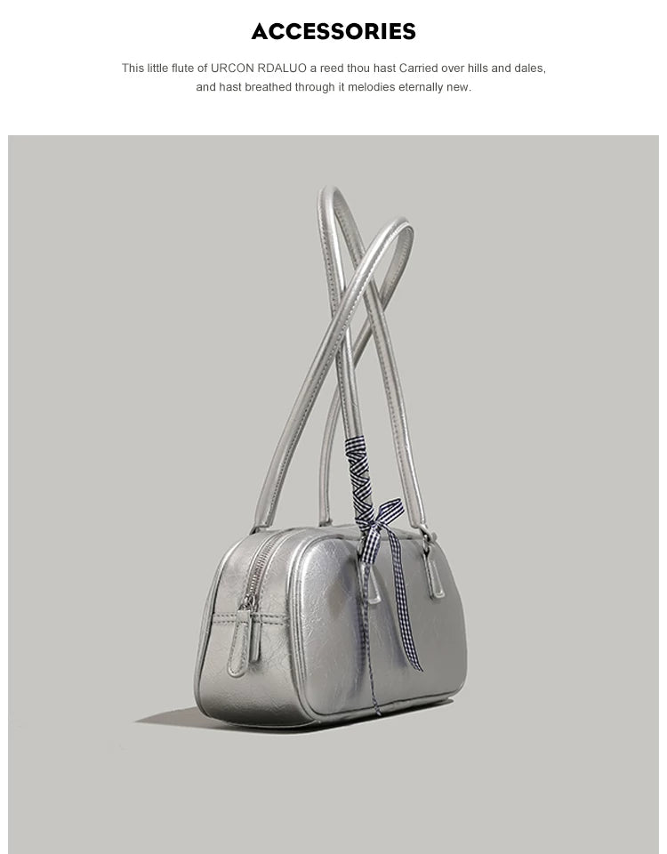 "Silver Siren" Shoulder Bag (Silver / Black / White / Pale Yellow)