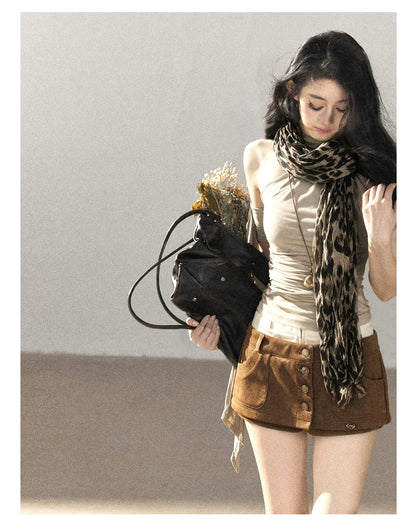 AOMALM - Korean-Style Leopard Print Shawl Scarf