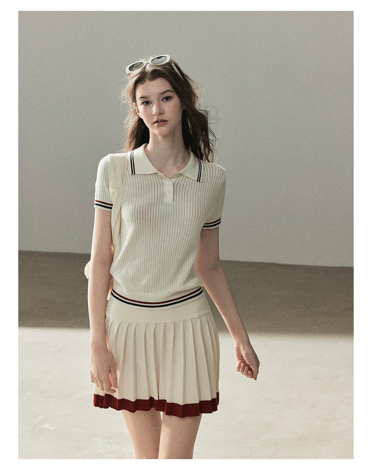 "The Softest Touch" Dutch Cream Collegiate Knit Top & Mini Skirt Set