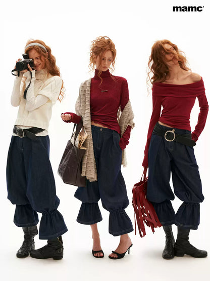MAMC - Retro Balloon-Leg Tencel Blue Jeans