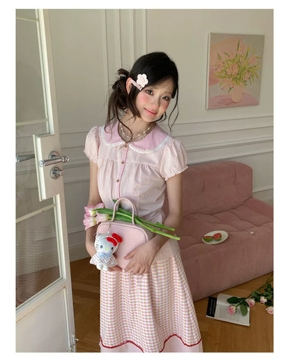 “Pink Plaid Daydream” Pink Plaid Skirt Set