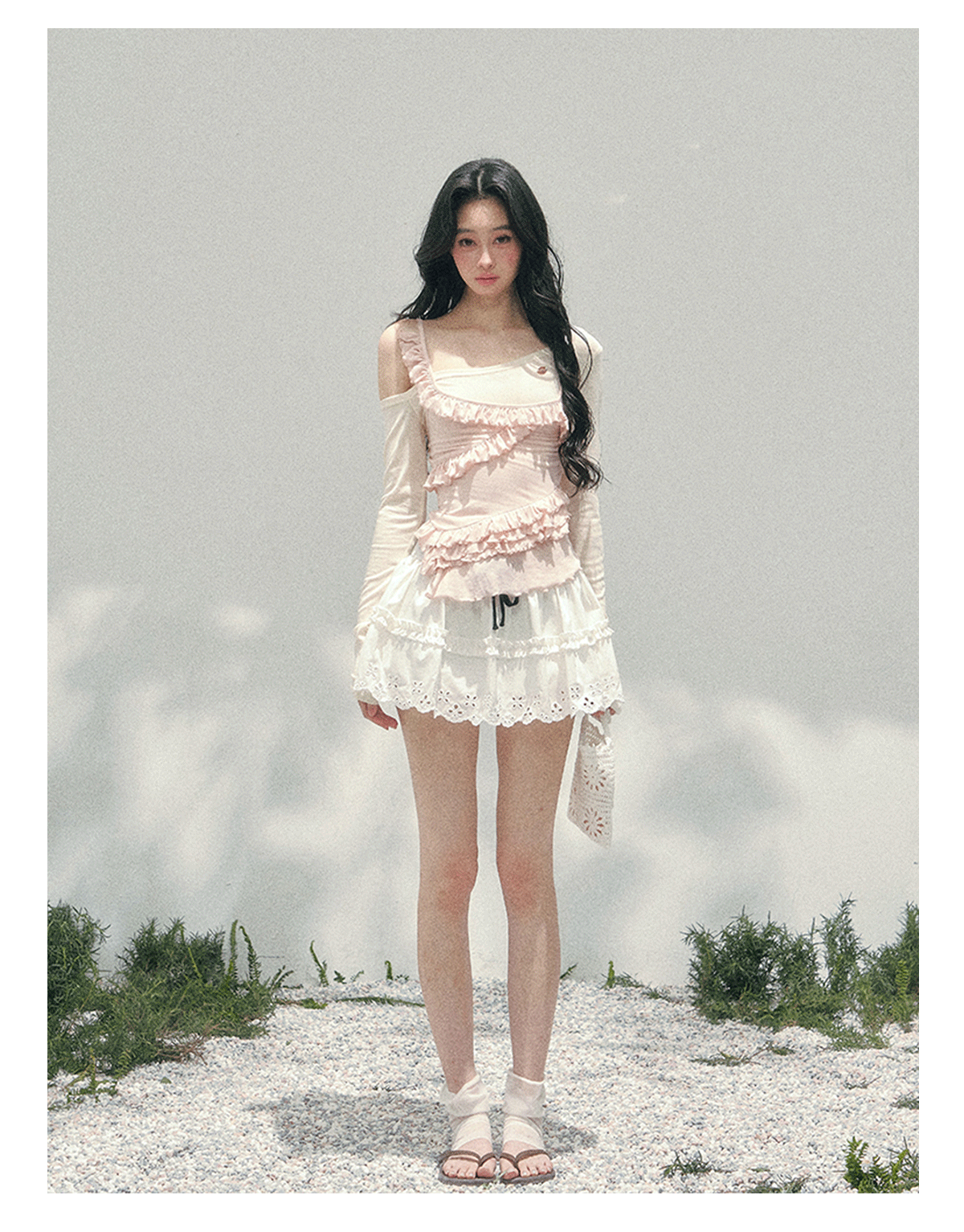 “Sugar Frosted Tenderness” Off-Shoulder Ruched Tee
