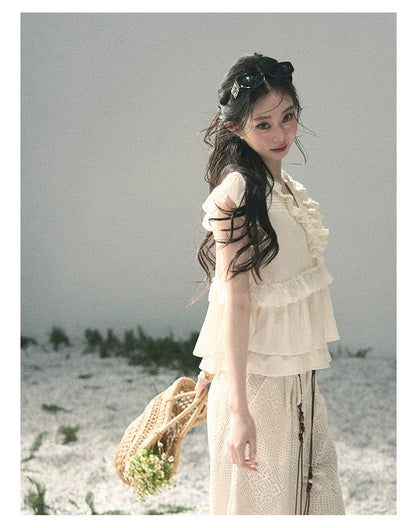 “Sunlight on My Heart” Ivory Lace Babydoll Blouse