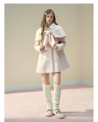 SunsetPark - "Everyday Heiress" Heiress Pink Cape Coat Set (Coat + Detachable Cape)