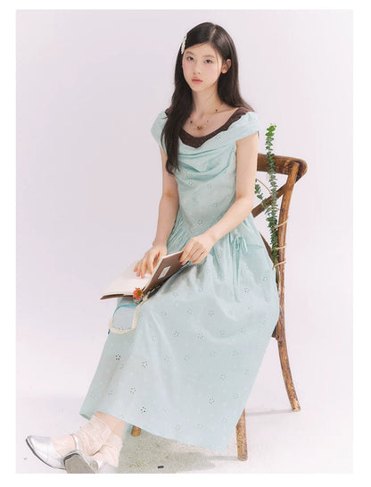 “Heartfelt Rendezvous” Mint Green French Embroidered Cutout Dress