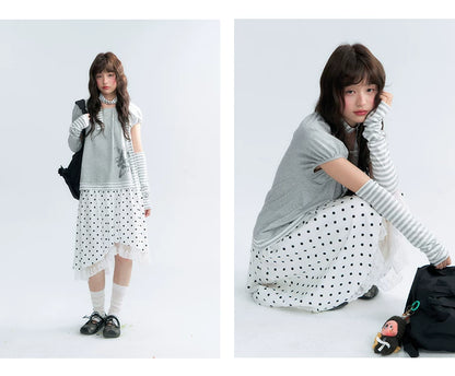 "Starlit Sketch" Heather Gray Graphic Knit T-Shirt