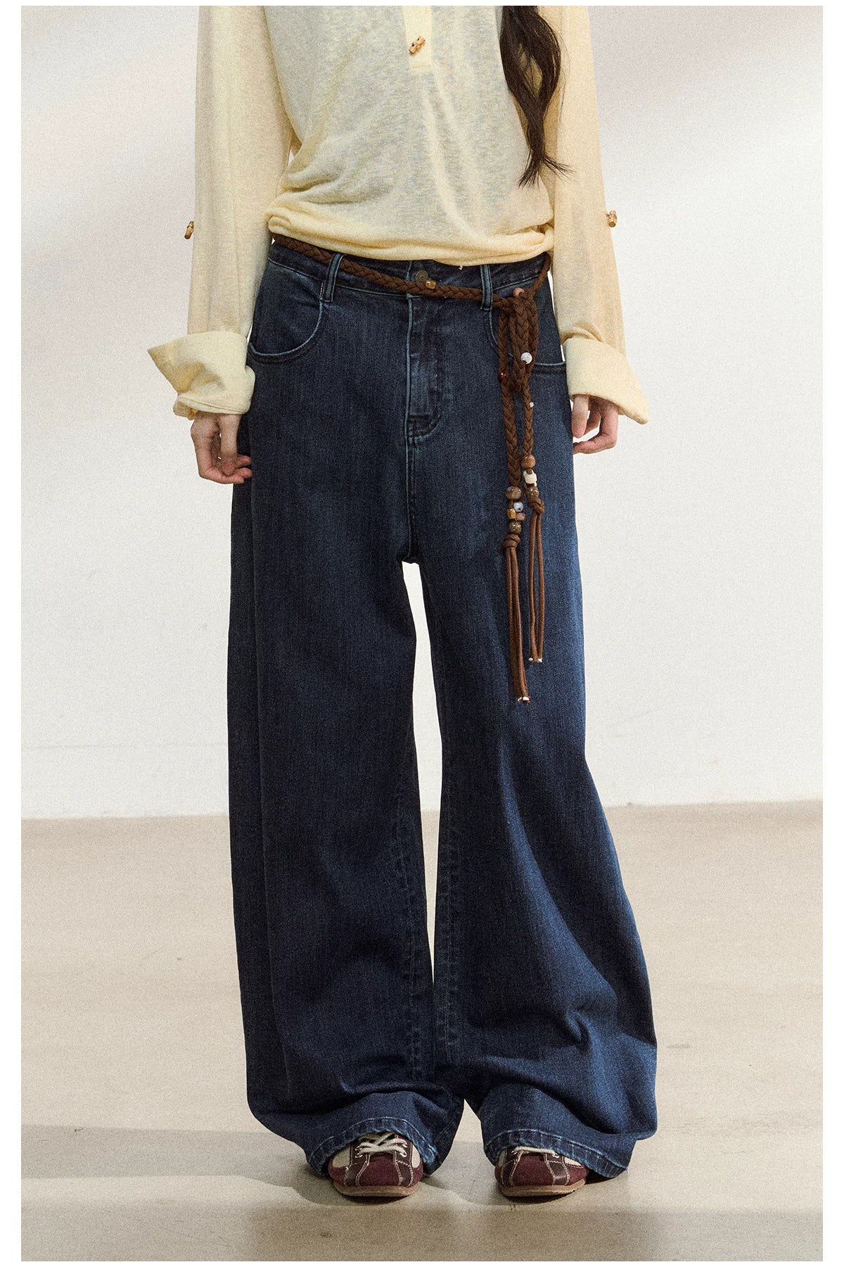 JN's DESIGN - Dark Blue Wide-Leg Vintage Jeans