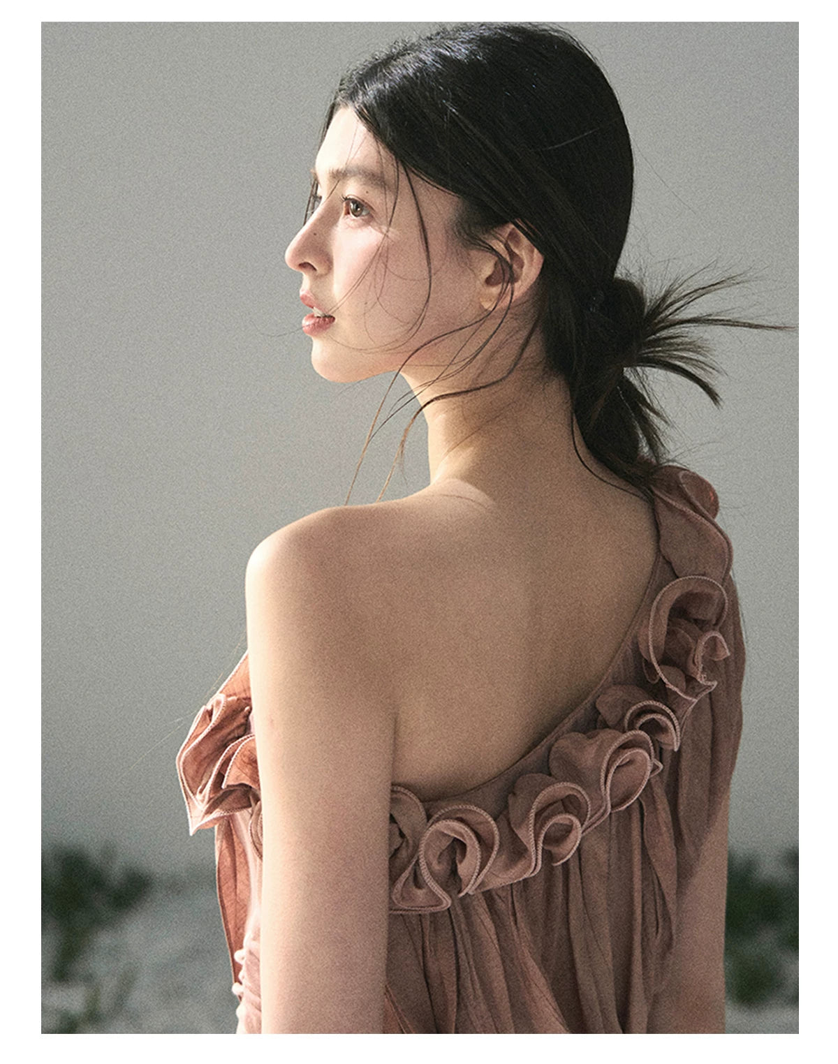 “Where Spring Petals Fall” Dusty Rose Ruffle Off-Shoulder Top