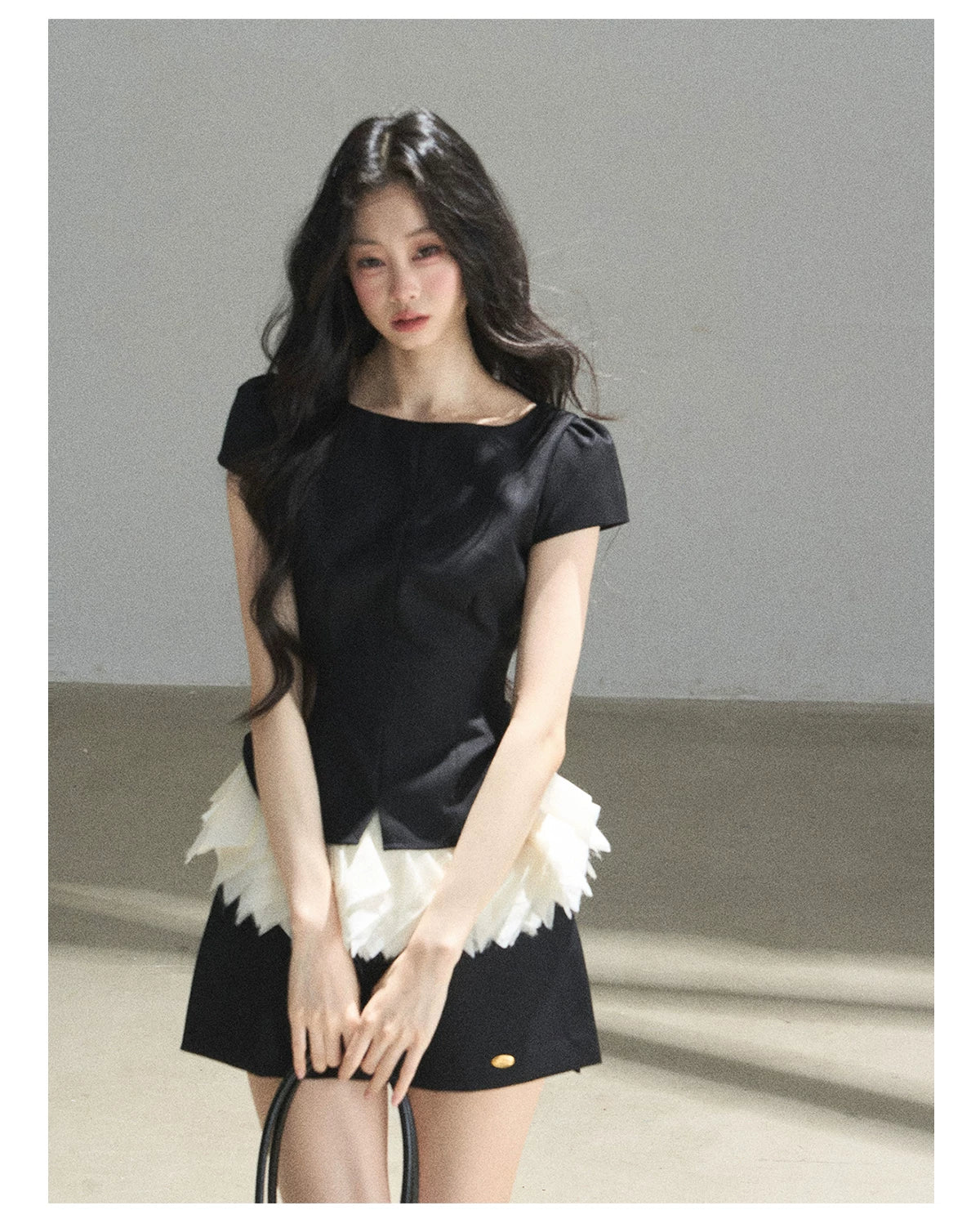 "Her Black & White Poem" Elegant Contrast Two-Piece Set