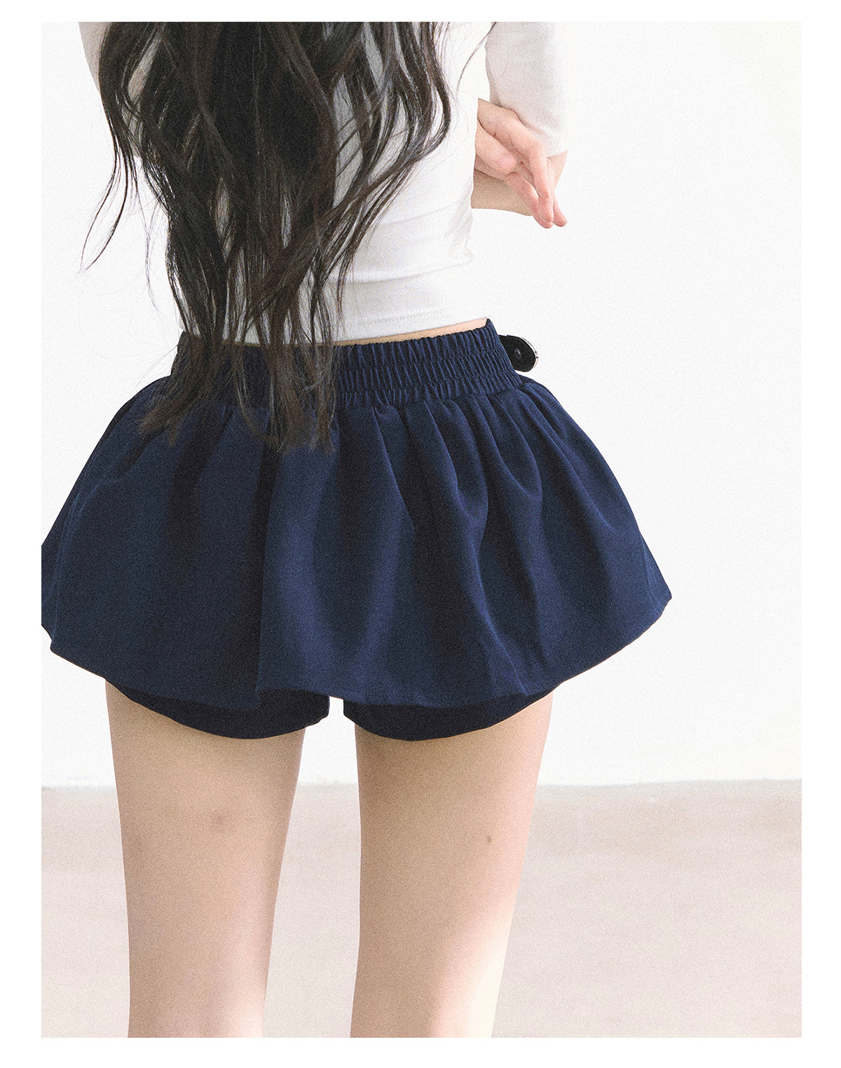 少也眼 "Annie Academy" A-Line Puff Mini Skirt - Navy Blue