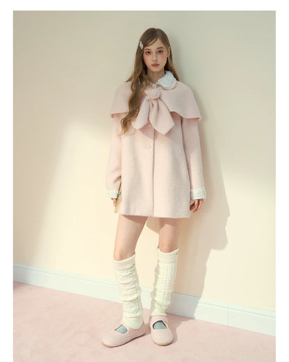 SunsetPark - "Everyday Heiress" Heiress Pink Cape Coat Set (Coat + Detachable Cape)