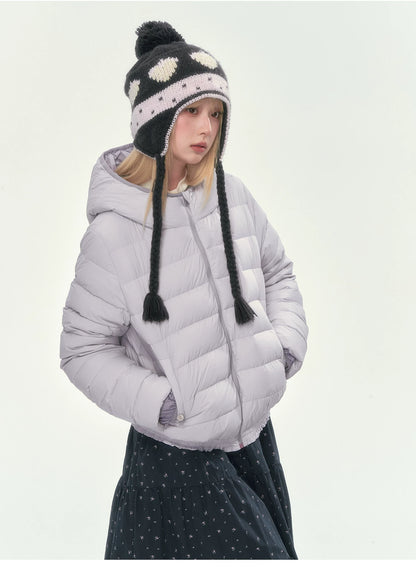 CAN - "Twilight Snow" Hooded 90% White Duck Down Puffer Jacket (Hibiscus Purple / Baby Pink / Water Blue)