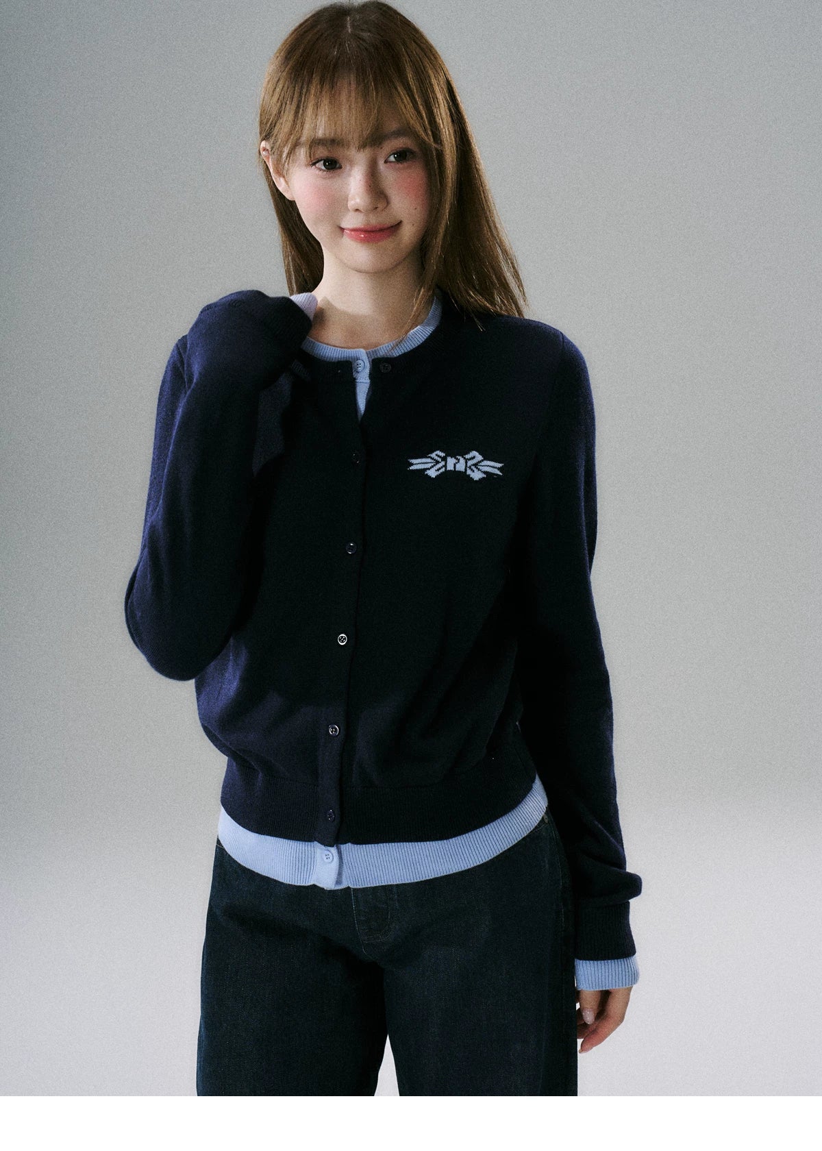 LOST FOREST - Blue Bow Layered Cardigan