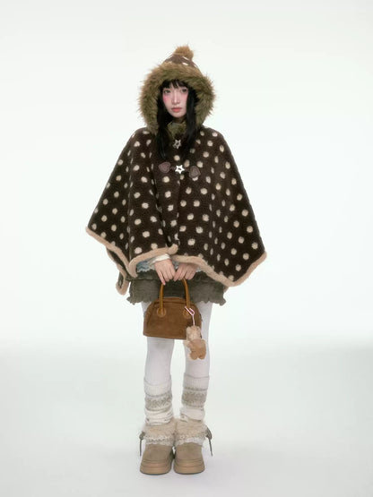 BIBIBENCY - Brown Faux-Wool Coat with Plush Polyester Lining