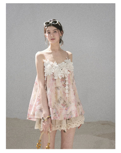 "Unscripted Romance" Dried Rose Embroidered Floral Cami Top