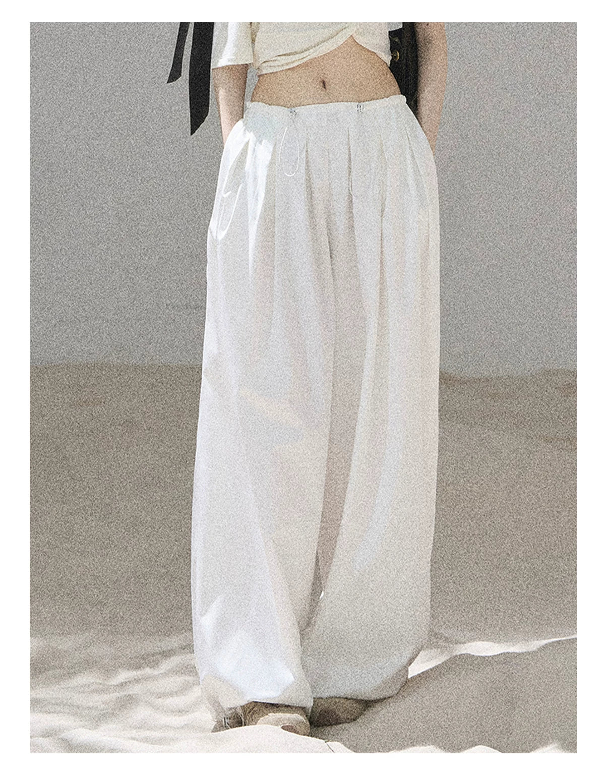 "Lazy Soliloquy" White Peplum Top & Wide-Leg Pants Set