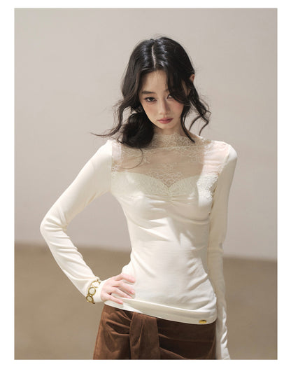 170726 "A Whisper Against the Skin" Cream Beige Lace Top