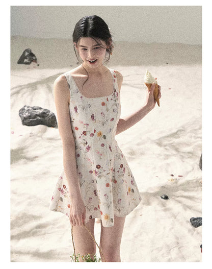 "Chamomile Summer" Dutch Cheese Floral Lace Pinafore Mini Dress 46345