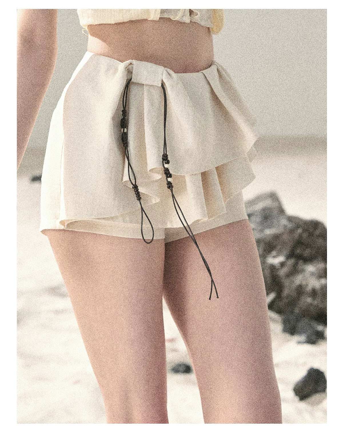 "Layered Petals in Motion" Dutch Cream Ruffle Skort 5324853