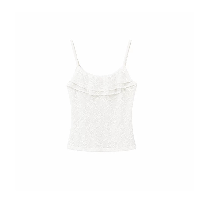 DAILY ARTIST - Light Blue Polka-Dot Peter Pan Collar Cardigan & Lace Cami Set