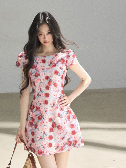 "Half a Rose" Dried Rose Fit & Flare Mini Dress