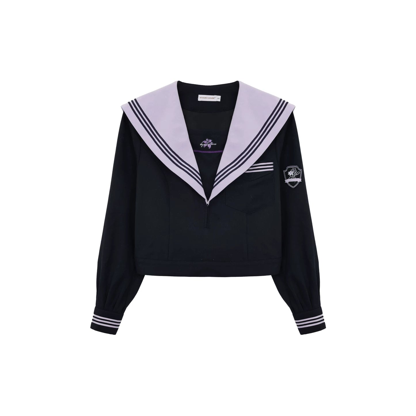 "Snow-Cleared Lily" Gray-Lilac JK Long-Sleeve Sailor Uniform Set