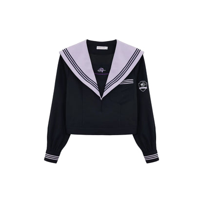 "Snow-Cleared Lily" Gray-Lilac JK Long-Sleeve Sailor Uniform Set
