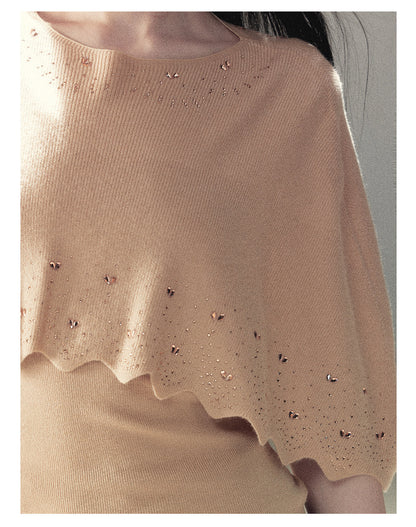 170726 "Stardust in the Air" Cinnamon Pink Cape Sweater & Cami Set