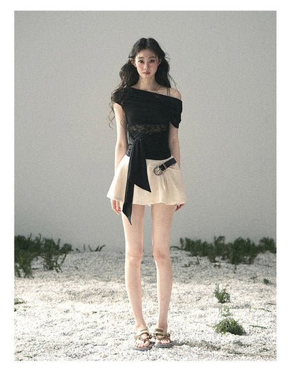 “Cicada Summer” Midnight Black Lace Cutout Top