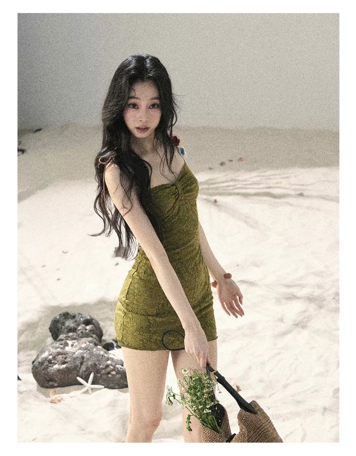 "Entwined Vines" Olive Mist Bodycon Dress & Cardigan Set 543648532