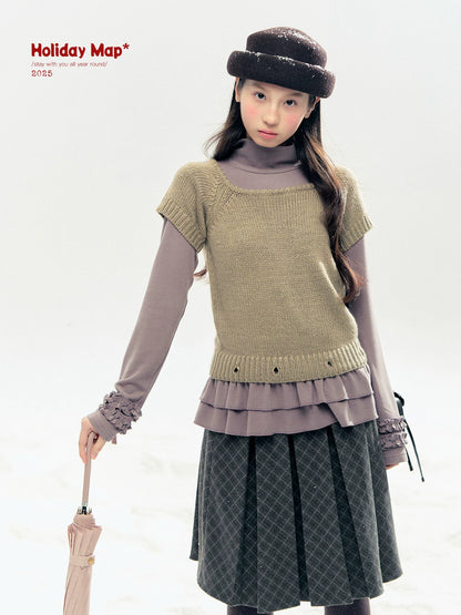 "Vintage Sonata" Khaki 3-Way Convertible Knit Top Set