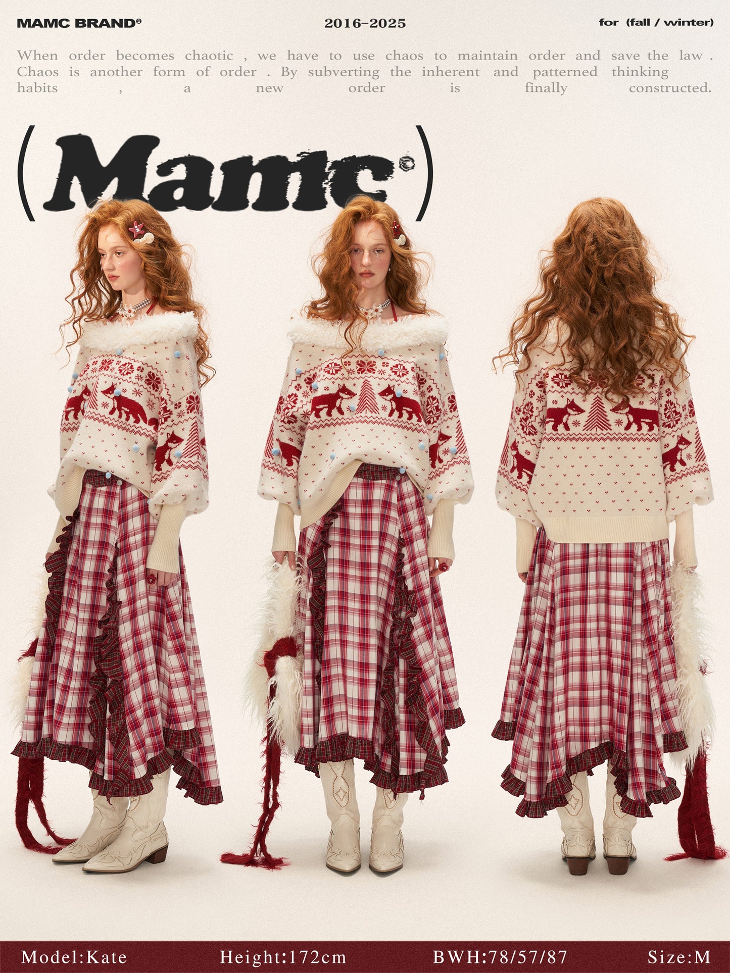 Asymmetrical Plaid Maxi Skirt with Ruffle Hem WE814 (Red)