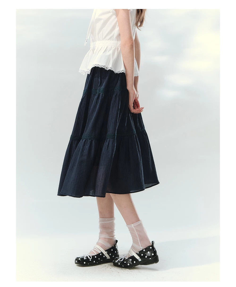 “Letter from Sea Isle” White & Navy Sailor Collar Blouse and Tiered Skirt Set