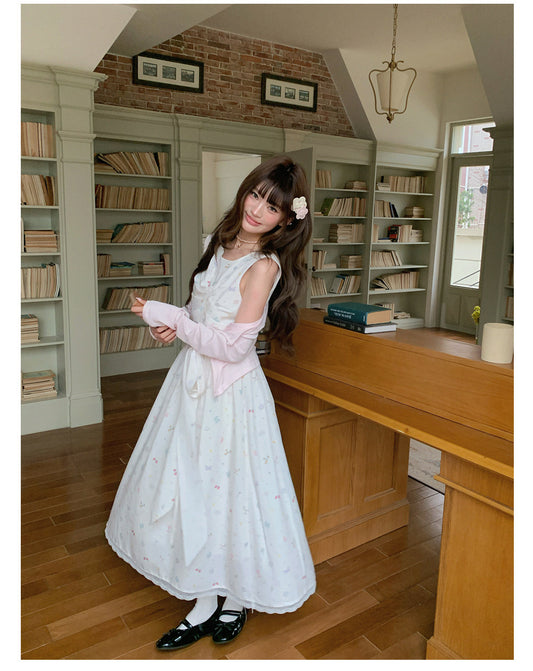 “Berry Orchard Reverie” White Floral Sleeveless Dress