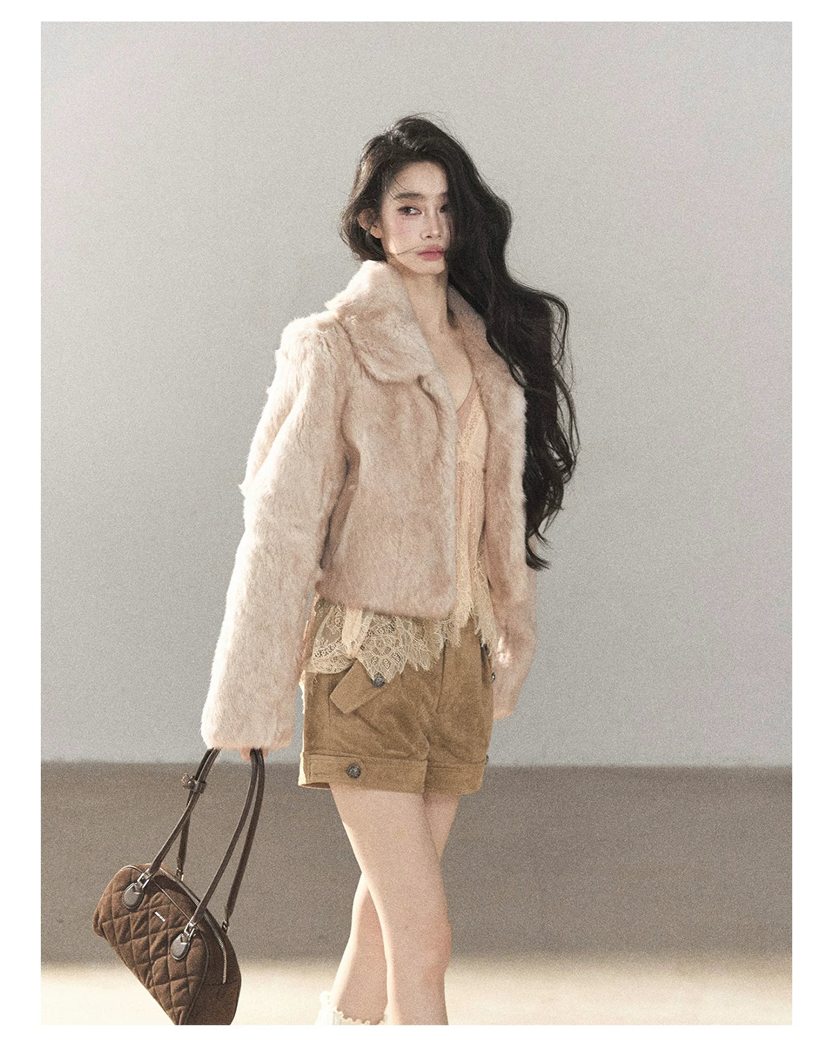 AOMALM - Frosty Lavender Gray Rabbit Fur Jacket